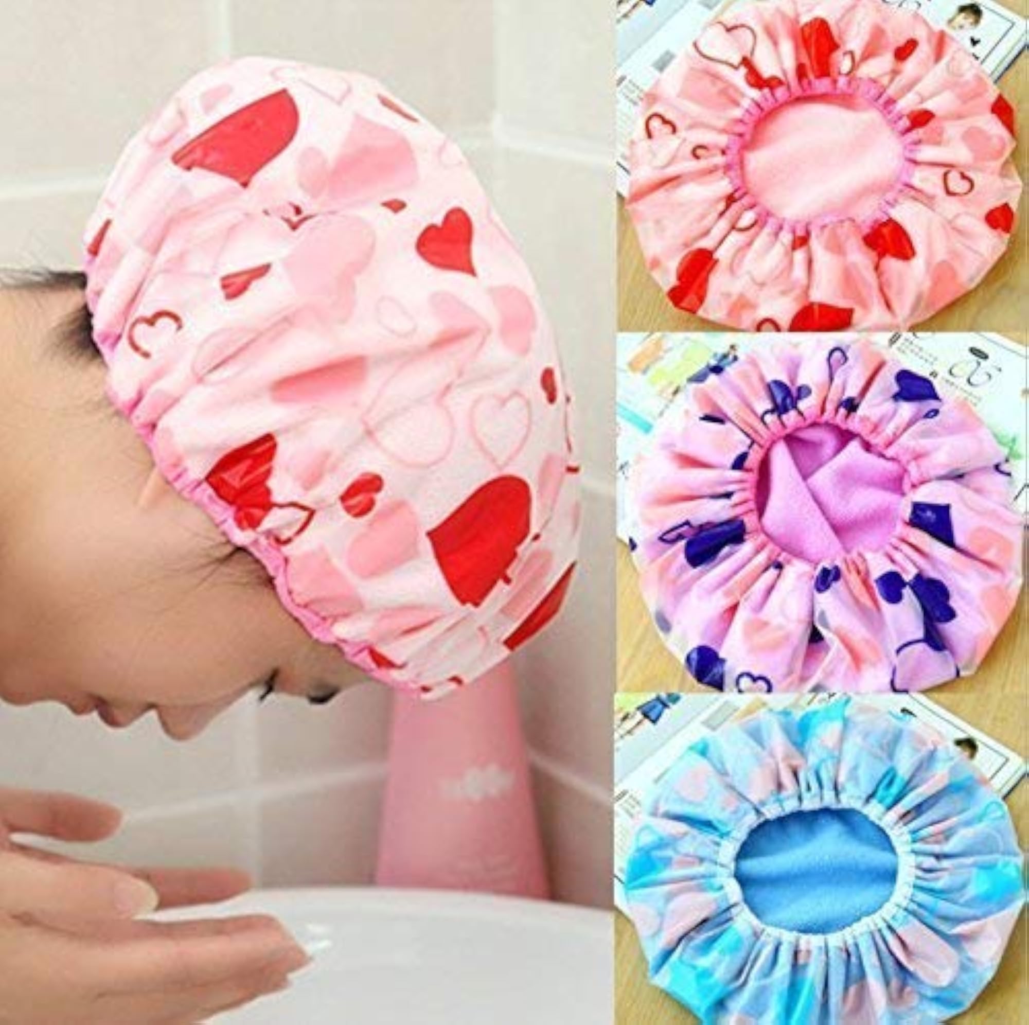 Waterproof EVA Plastic Shower Cap with Floral Design
